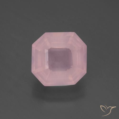 4.13ct 자연스러운 미디엄 핑크 로즈 쿼츠, 에메랄드 컷, 투명한