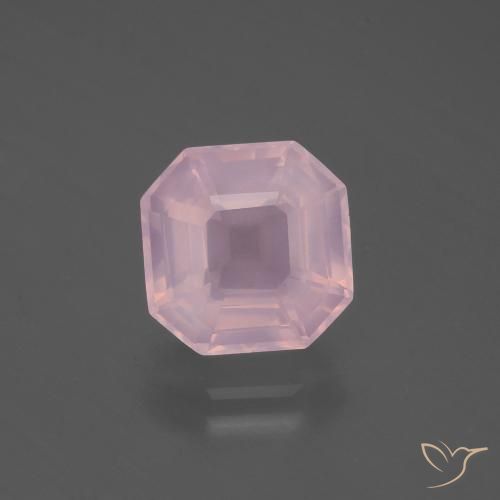 4.08ct 자연스러운 미디엄 로즈 핑크 로즈 쿼츠, 에메랄드 컷, 투명한