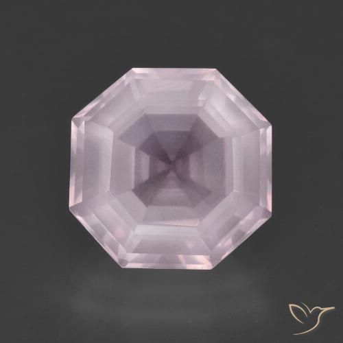 4.18ct 자연스러운 라이트 로즈 핑크 로즈 쿼츠, 에메랄드 컷, 투명한