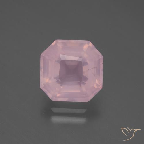 3.96ct 자연스러운 로즈 핑크 로즈 쿼츠, 에메랄드 컷, 투명한