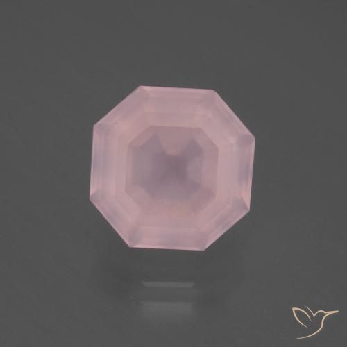 4.94ct 자연스러운 라이트 로즈 핑크 로즈 쿼츠, 에메랄드 컷, 투명한