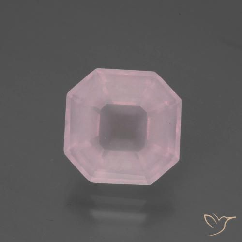 5.34ct 자연스러운 로즈 핑크 로즈 쿼츠, 에메랄드 컷, 투명한