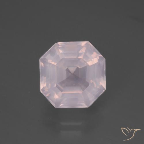 4.90ct 자연스러운 매우 밝은 분홍색 로즈 쿼츠, 에메랄드 컷, 투명한