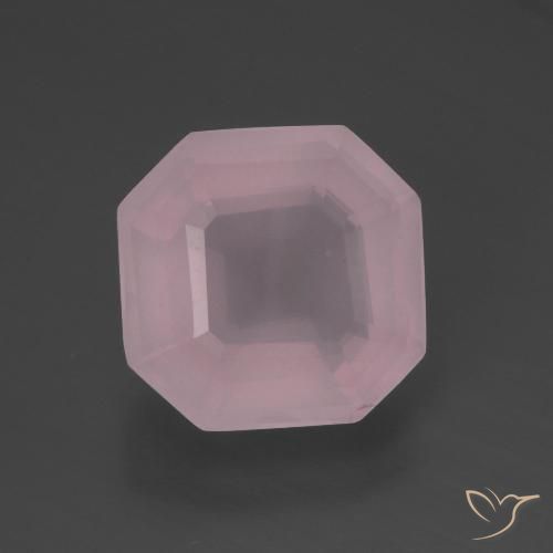 5.06ct 자연스러운 로즈 핑크 로즈 쿼츠, 에메랄드 컷, 투명한