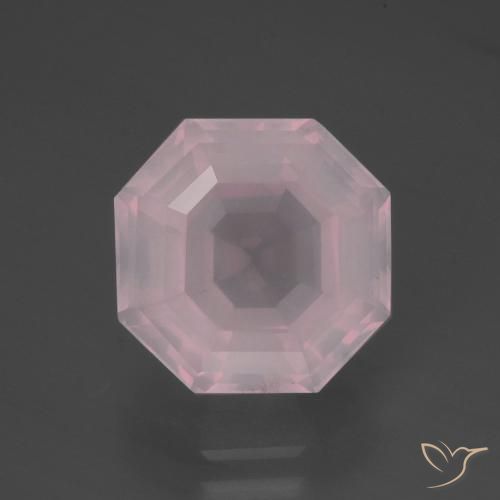 5.99ct 자연스러운 라이트 로즈 핑크 로즈 쿼츠, 에메랄드 컷, 투명한