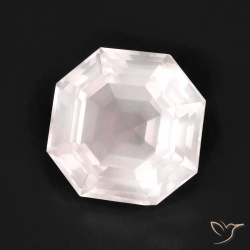5.10ct 자연스러운 베리 라이트 로즈 핑크 로즈 쿼츠, 에메랄드 컷, 투명한