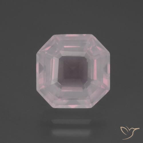 4.48ct 자연스러운 라이트 로즈 핑크 로즈 쿼츠, 에메랄드 컷, 투명한