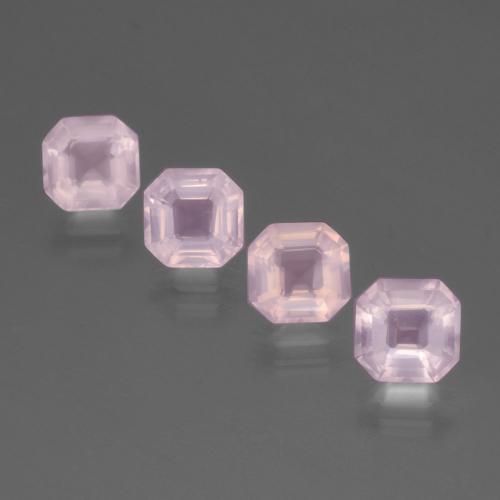 7.24캐럿 천연 풍선껌 핑크 로즈 쿼츠 보석, 에메랄드 컷, 7.6×6.8 mm, 투명한