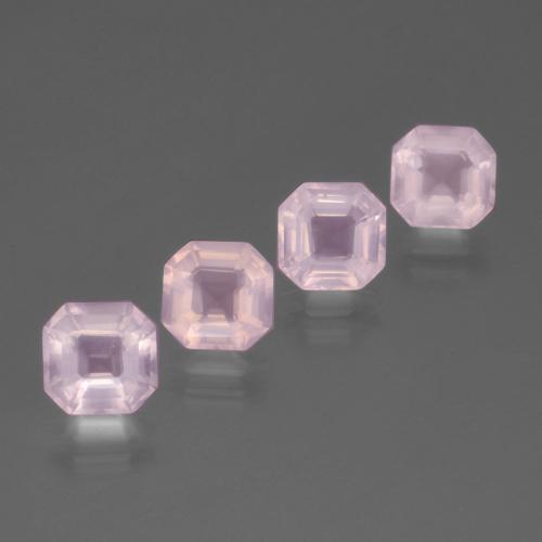7.24캐럿 천연 풍선껌 핑크 로즈 쿼츠 보석, 에메랄드 컷, 7.6×6.8 mm, 투명한