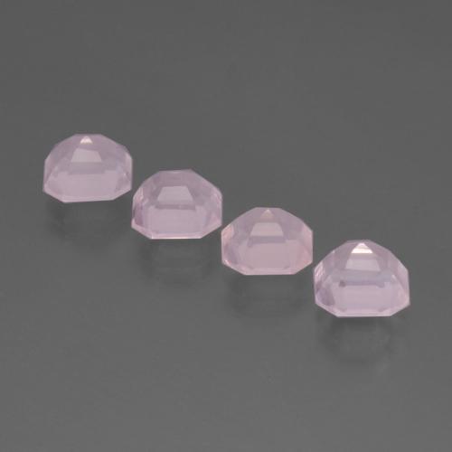 7.24캐럿 천연 풍선껌 핑크 로즈 쿼츠 보석, 에메랄드 컷, 7.6×6.8 mm, 투명한