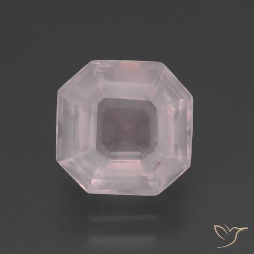 3.50ct 자연스러운 매우 밝은 분홍색 로즈 쿼츠, 에메랄드 컷, 투명한
