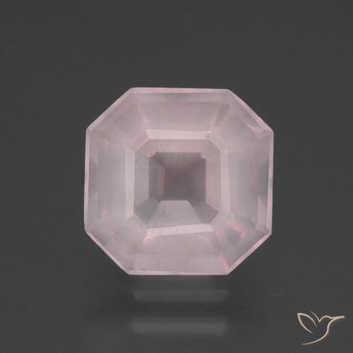 3.36ct 자연스러운 베리 라이트 로즈 핑크 로즈 쿼츠, 에메랄드 컷, 투명한