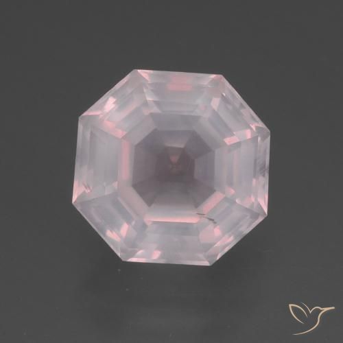 3.82ct 자연스러운 매우 밝은 분홍색 로즈 쿼츠, 에메랄드 컷, 투명한