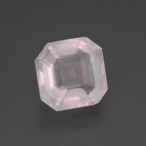2.32캐럿 천연 베리 라이트 로즈 핑크 로즈 쿼츠, 에메랄드 컷, 8.3×8.3 mm, 투명한