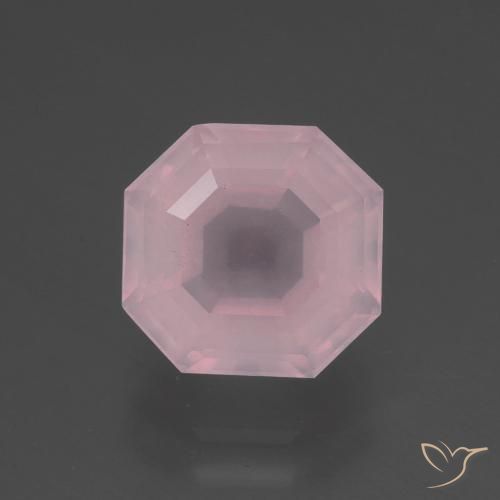 3.28ct 자연스러운 미디엄 핑크 로즈 쿼츠, 에메랄드 컷, 투명한