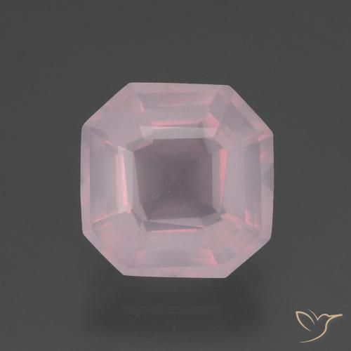 3.58ct 자연스러운 로즈 핑크 로즈 쿼츠, 에메랄드 컷, 투명한