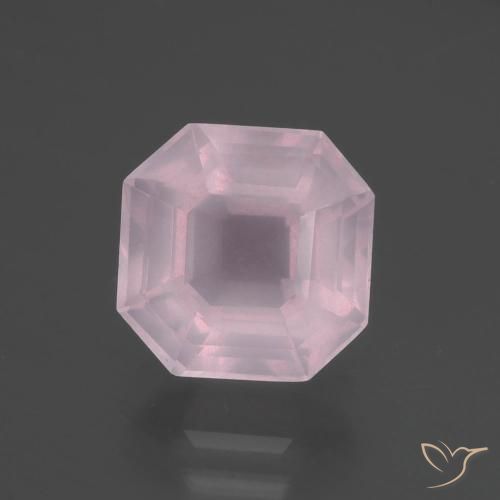 3.77ct 자연스러운 풍선껌 핑크 로즈 쿼츠, 에메랄드 컷, 투명한