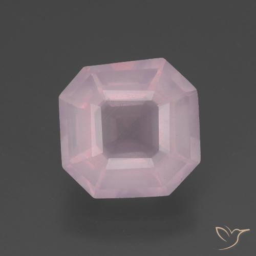 3.29ct 자연스러운 풍선껌 핑크 로즈 쿼츠, 에메랄드 컷, 투명한
