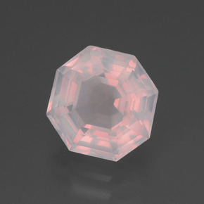 3.40캐럿 천연 라이트 핑크 로즈 쿼츠, 에메랄드 컷, 9.5×9.5 mm, 투명한
