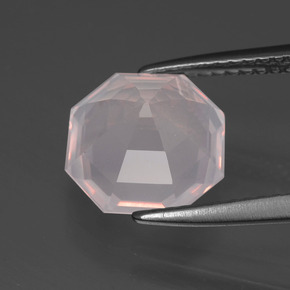 3.40캐럿 천연 라이트 핑크 로즈 쿼츠, 에메랄드 컷, 9.5×9.5 mm, 투명한