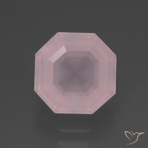 3.48ct 자연스러운 라이트 로즈 핑크 로즈 쿼츠, 에메랄드 컷, 투명한