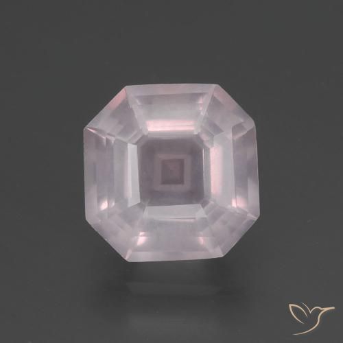 3.11ct 자연스러운 라이트 핑크 로즈 쿼츠, 에메랄드 컷, 투명한