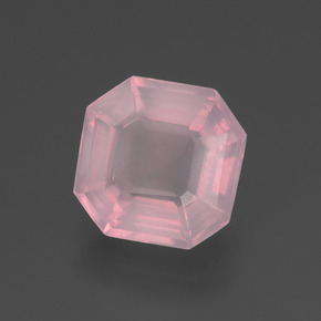 2.89캐럿 천연 로즈 핑크 로즈 쿼츠, 에메랄드 컷, 9.2×9.1 mm, 투명한