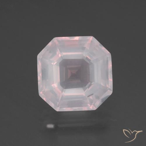 3.42ct 자연스러운 매우 밝은 분홍색 로즈 쿼츠, 에메랄드 컷, 투명한