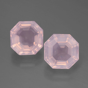 5.62캐럿 천연 핑크 로즈 쿼츠 보석, 에메랄드 컷, 8.9×8.6 mm, 투명한