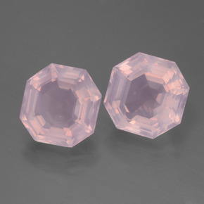 5.62캐럿 천연 핑크 로즈 쿼츠 보석, 에메랄드 컷, 8.9×8.6 mm, 투명한