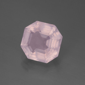 3.24캐럿 천연 라이트 핑크 로즈 쿼츠, 에메랄드 컷, 9.3×9.2 mm, 투명한
