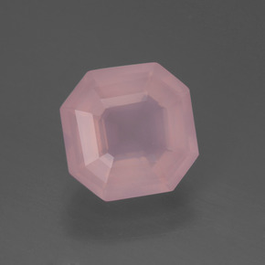 3.59캐럿 천연 미디엄 핑크 로즈 쿼츠, 에메랄드 컷, 9.9×9.8 mm, 투명한