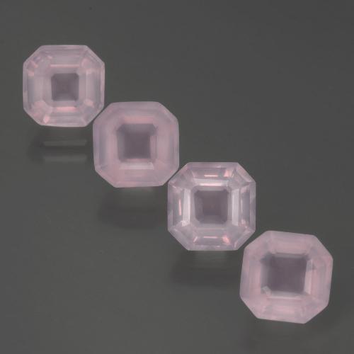 7.26캐럿 천연 로즈 핑크 로즈 쿼츠 보석, 에메랄드 컷, 7.6×7.6 mm, 투명한