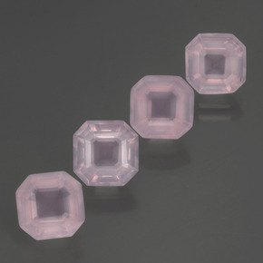 7.26캐럿 천연 로즈 핑크 로즈 쿼츠 보석, 에메랄드 컷, 7.6×7.6 mm, 투명한