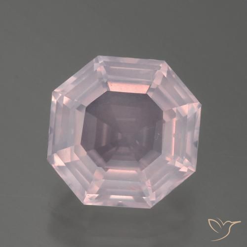 4.22캐럿 천연 라이트 로즈 핑크 로즈 쿼츠, 에메랄드 컷, 10.4×10.3 mm, 투명한