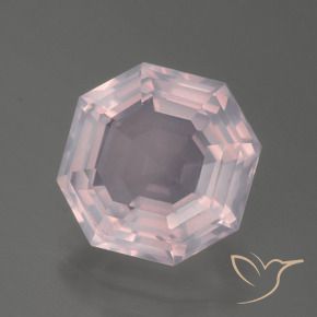 4.22캐럿 천연 라이트 로즈 핑크 로즈 쿼츠, 에메랄드 컷, 10.4×10.3 mm, 투명한