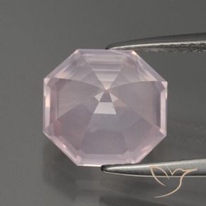 4.22캐럿 천연 라이트 로즈 핑크 로즈 쿼츠, 에메랄드 컷, 10.4×10.3 mm, 투명한