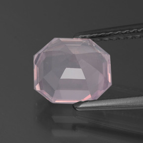 1.96캐럿 천연 핑크 로즈 쿼츠, 에메랄드 컷, 8×7.8 mm, 투명한
