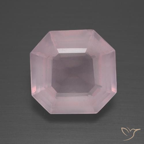 4.83ct 자연스러운 로즈 핑크 로즈 쿼츠, 에메랄드 컷, 투명한