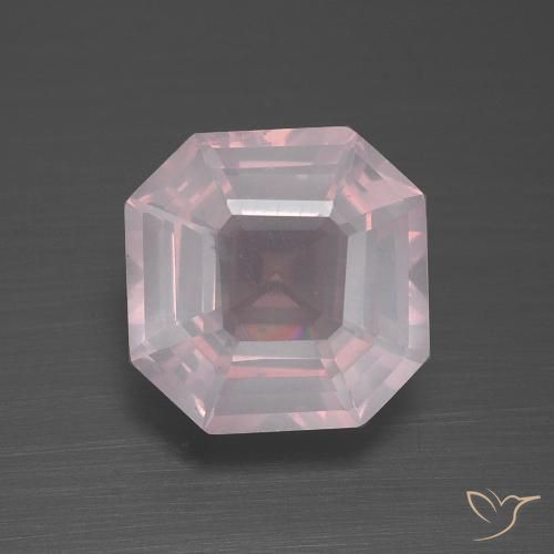 3.76ct 자연스러운 라이트 핑크 로즈 쿼츠, 에메랄드 컷, 투명한