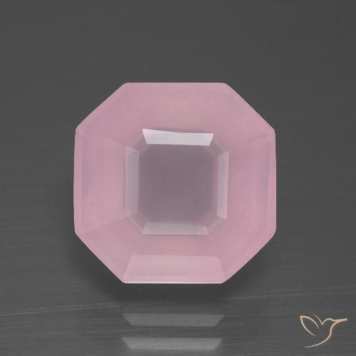 5.31ct 자연스러운 미디엄 핑크 로즈 쿼츠, 에메랄드 컷, 투명한