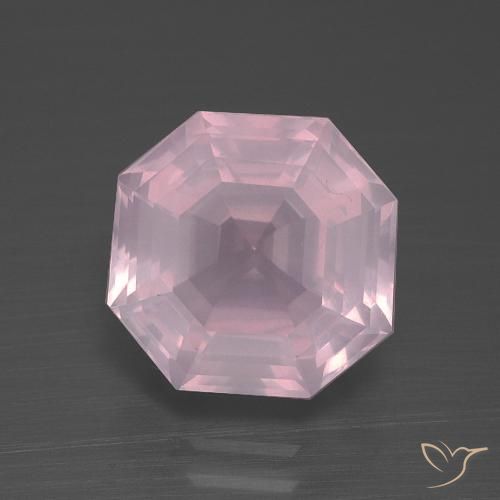4.21ct 자연스러운 로즈 핑크 로즈 쿼츠, 에메랄드 컷, 투명한