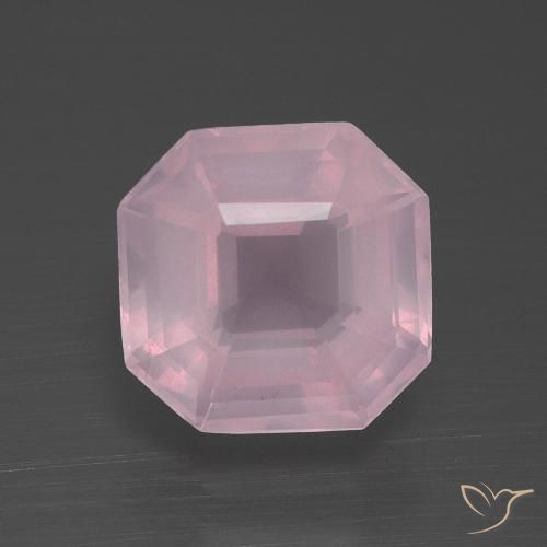 4.31ct 자연스러운 미디엄 핑크 로즈 쿼츠, 에메랄드 컷, 투명한