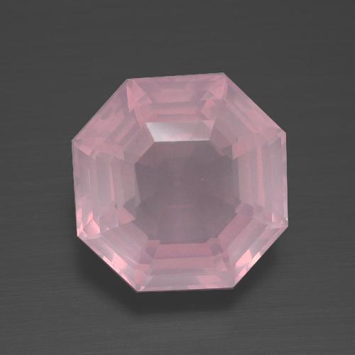 3.98캐럿 천연 미디엄 핑크 로즈 쿼츠, 에메랄드 컷, 10.1×10 mm, 투명한