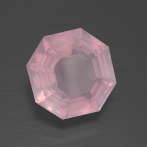 3.98캐럿 천연 미디엄 핑크 로즈 쿼츠, 에메랄드 컷, 10.1×10 mm, 투명한