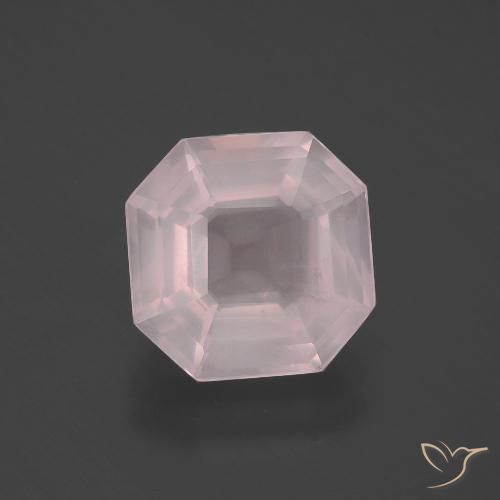 5.38ct 자연스러운 라이트 로즈 핑크 로즈 쿼츠, 에메랄드 컷, 투명한