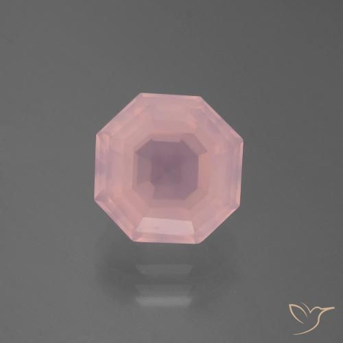 3.76ct 자연스러운 비비드 핑크 로즈 쿼츠, 에메랄드 컷, 투명한