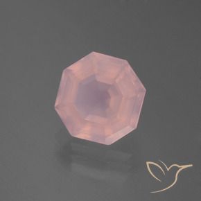 3.76캐럿 천연 비비드 핑크 로즈 쿼츠, 옥타곤 / 에메랄드 컷, 투명한