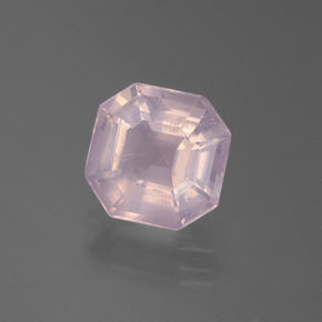 3.02캐럿 천연 라이트 핑크 로즈 쿼츠, 에메랄드 컷, 9.3×9.2 mm, 투명한