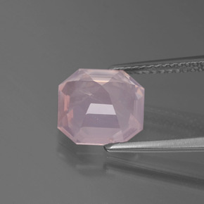 3.02캐럿 천연 라이트 핑크 로즈 쿼츠, 에메랄드 컷, 9.3×9.2 mm, 투명한